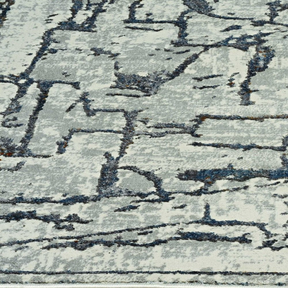 8' X 11' Gray And Black Abstract Distressed Area Rug