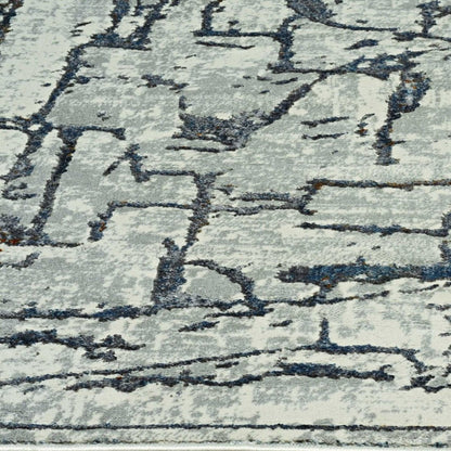 8' X 11' Gray And Black Abstract Distressed Area Rug