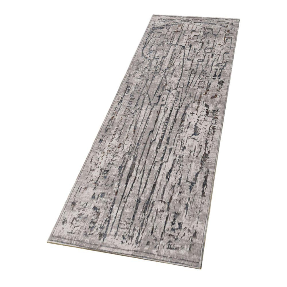 5' X 8' Gray And Black Abstract Distressed Area Rug