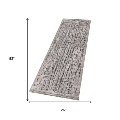 8' X 11' Gray And Black Abstract Distressed Area Rug