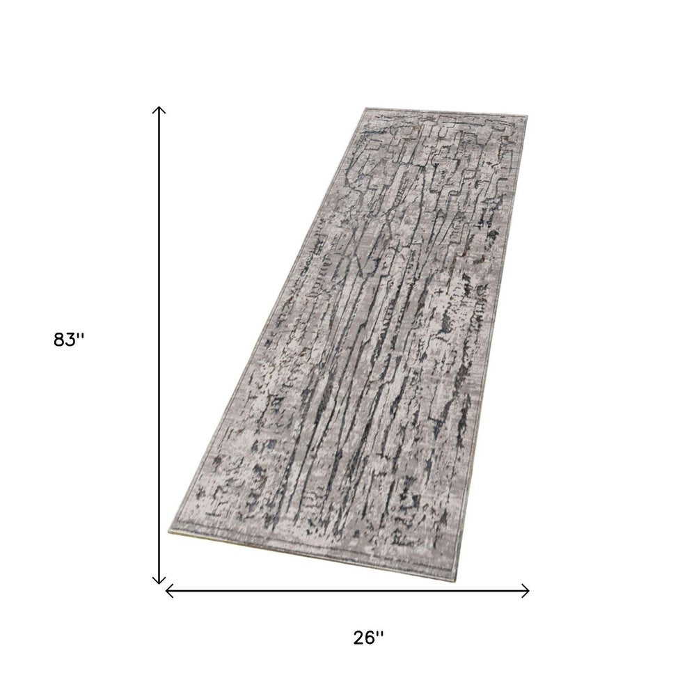 5' X 8' Gray And Black Abstract Distressed Area Rug