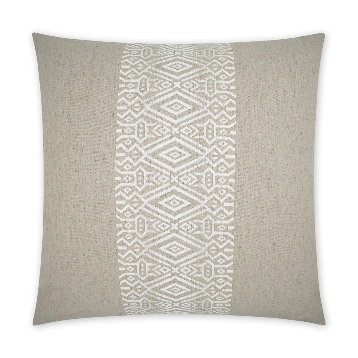 D.V. KAP HOME   24" x 24" Zinga Pillow - Twine Western Chic, Global, Farmhouse, Embroidery, Band / Ribbon    - 3748-T-2424