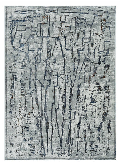 7' Gray And Black Abstract Runner Rug