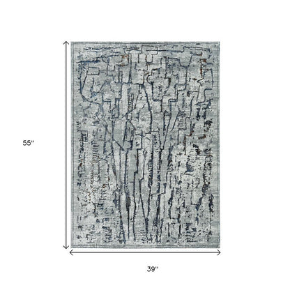 7' Gray And Black Abstract Runner Rug