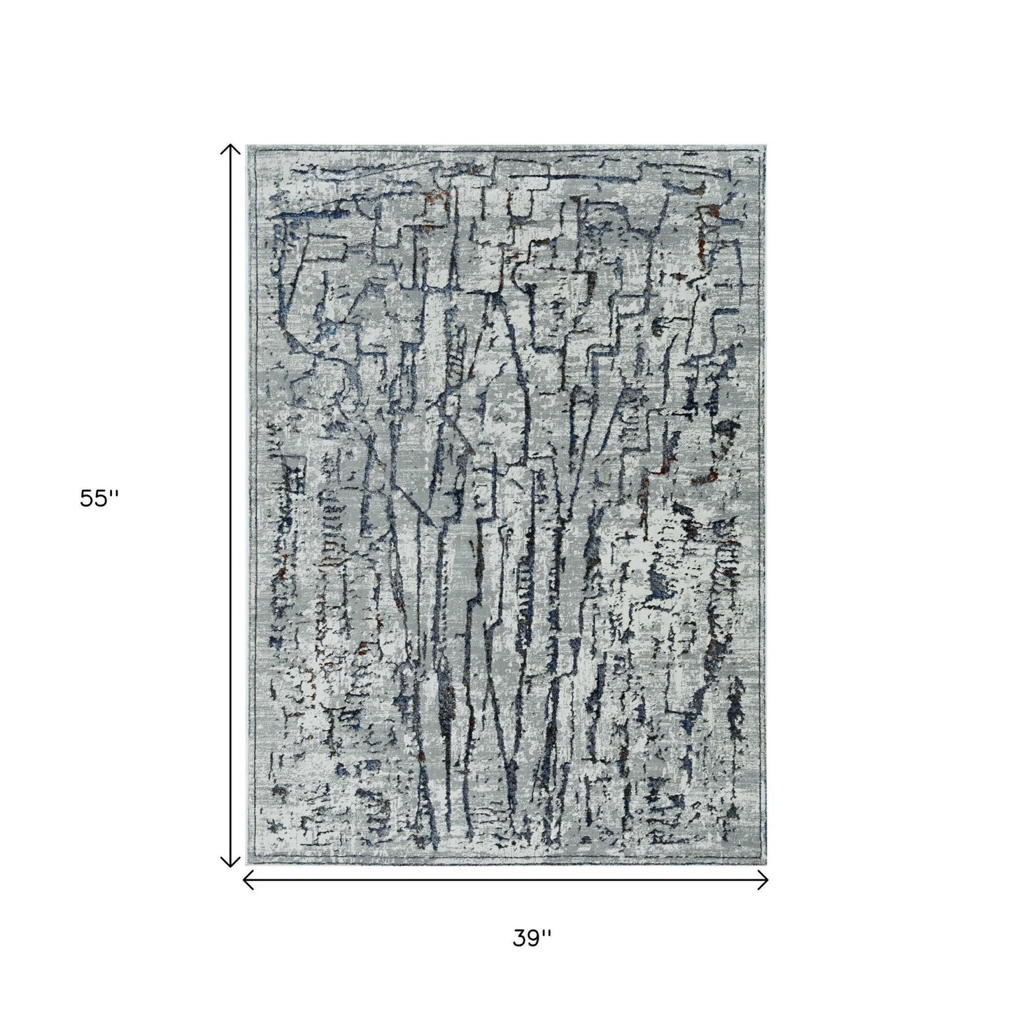 6' X 9' Gray And Black Abstract Distressed Area Rug