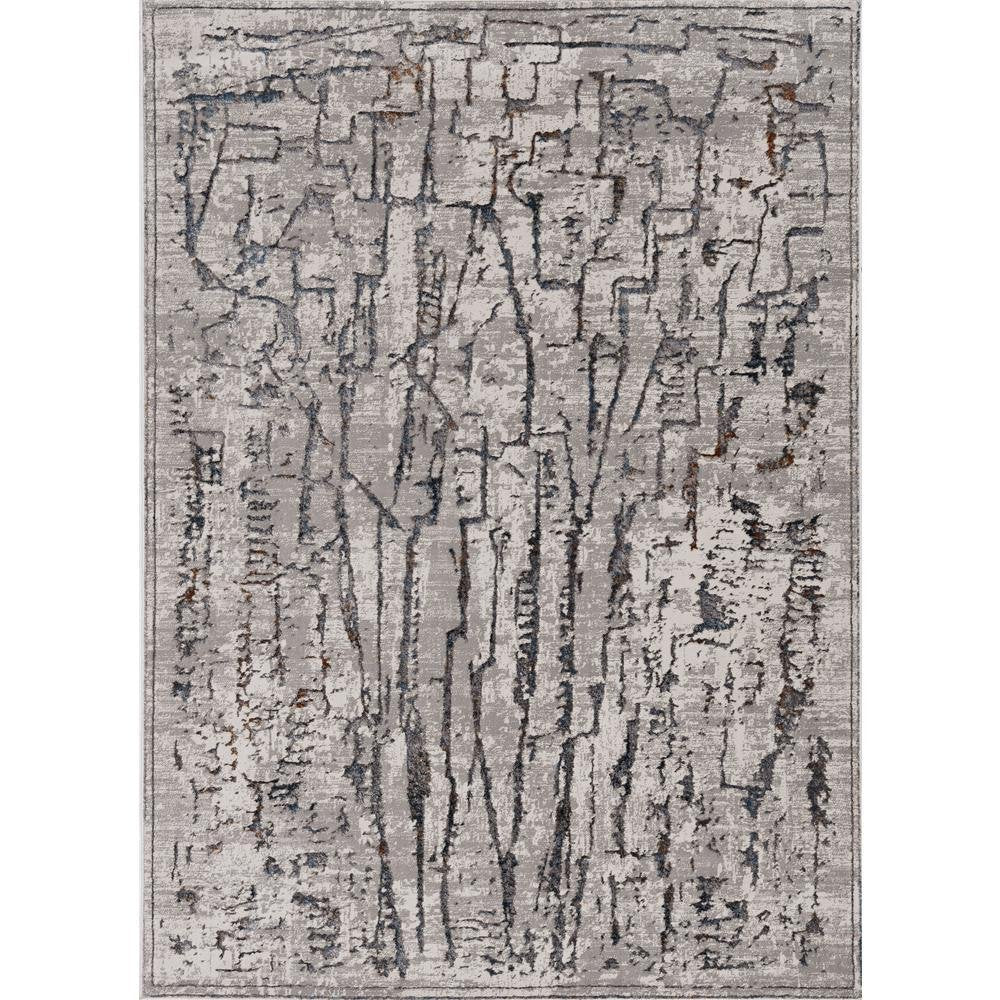 7' Gray And Black Abstract Runner Rug