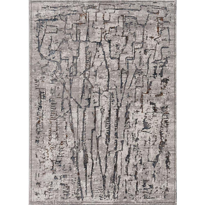 7' Gray And Black Abstract Runner Rug