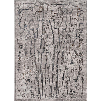 6' X 9' Gray And Black Abstract Distressed Area Rug