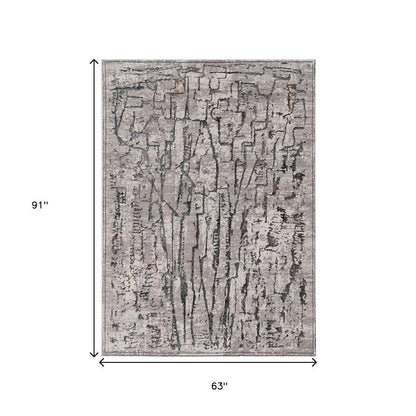 7' Gray And Black Abstract Runner Rug