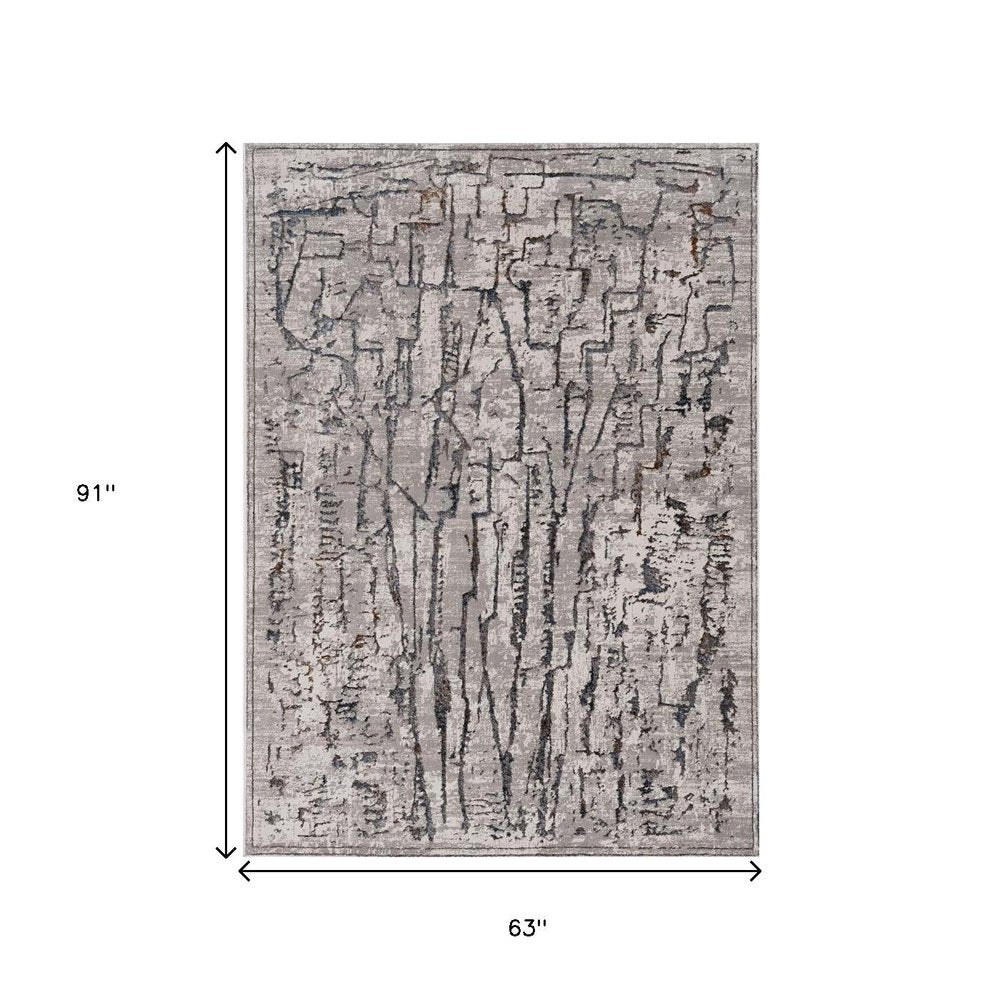 6' X 9' Gray And Black Abstract Distressed Area Rug