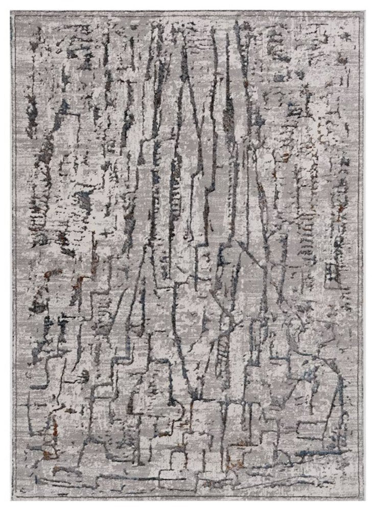 6' X 9' Gray And Black Abstract Distressed Area Rug