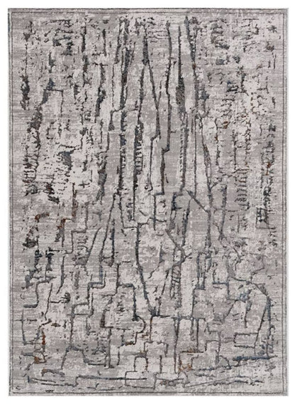 6' X 9' Gray And Black Abstract Distressed Area Rug