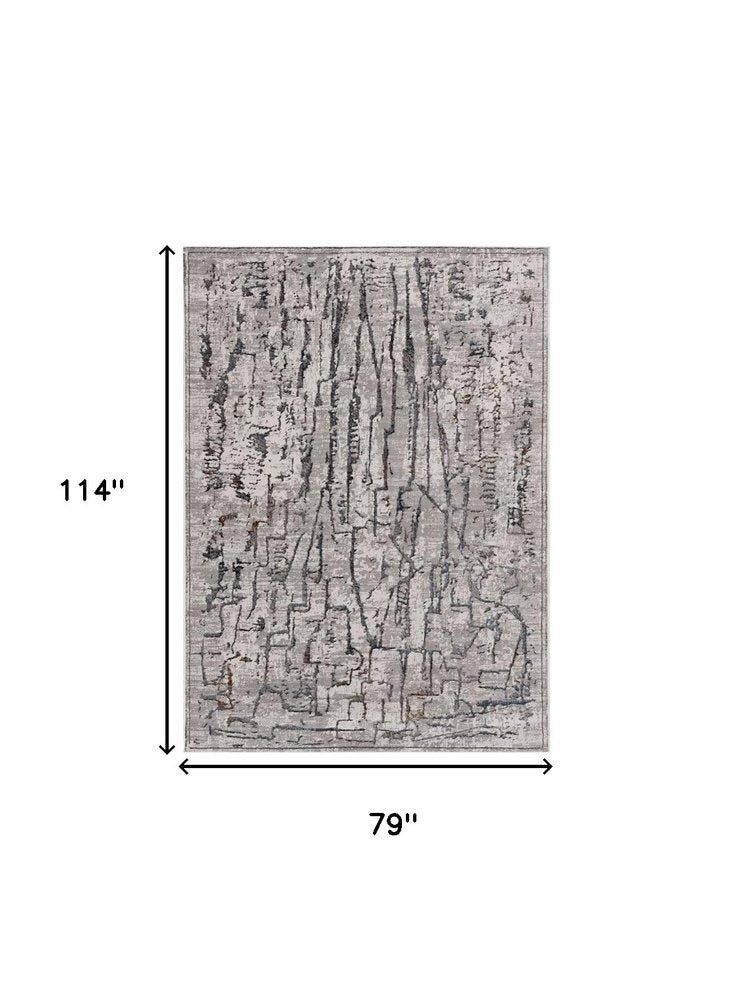 6' X 9' Gray And Black Abstract Distressed Area Rug