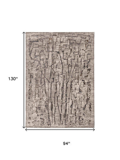 6' X 9' Gray And Black Abstract Distressed Area Rug