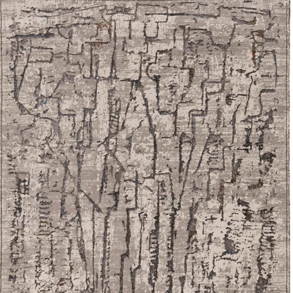 6' X 9' Gray And Black Abstract Distressed Area Rug