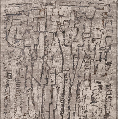 6' X 9' Gray And Black Abstract Distressed Area Rug