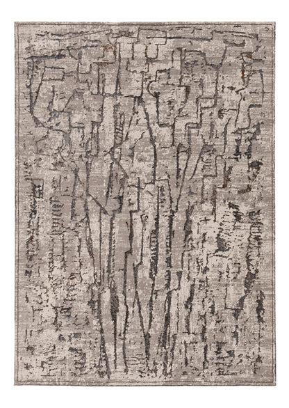 6' X 9' Gray And Black Abstract Distressed Area Rug