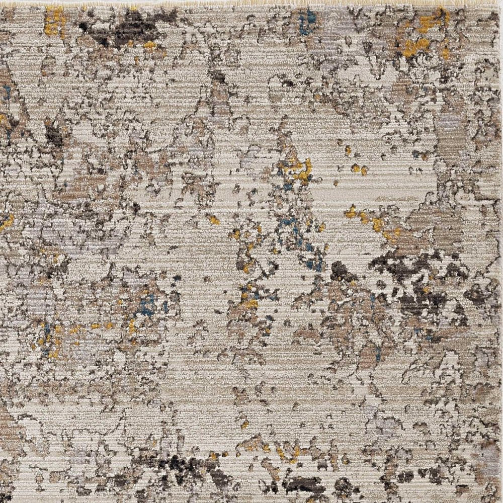 4' X 6' Beige Tan And Gold Abstract Distressed Area Rug