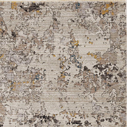 4' X 6' Beige Tan And Gold Abstract Distressed Area Rug