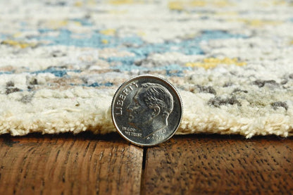 4' X 6' Beige Tan And Gold Abstract Distressed Area Rug