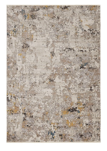 4' X 6' Silver Machine Woven Shrank Abstract Industrial Style Indoor Area Rug