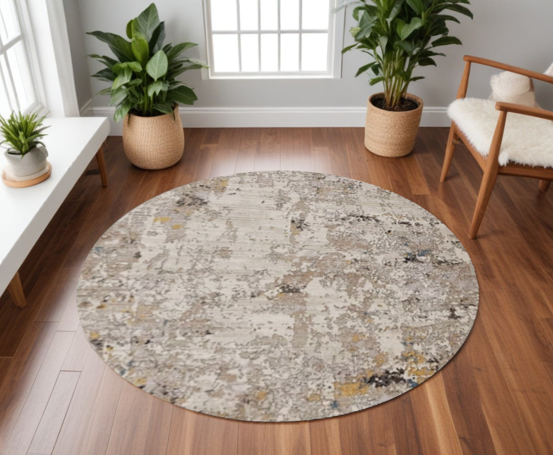 8' Silver Round Area Rug