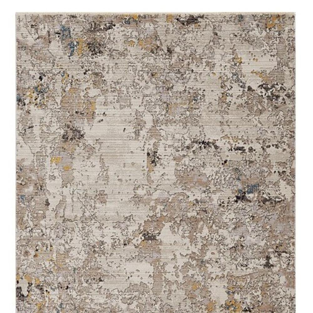4' X 5' Beige Tan And Gold Abstract Area Rug
