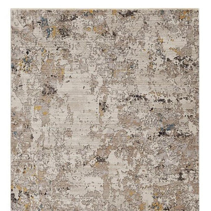 4' X 5' Beige Tan And Gold Abstract Area Rug