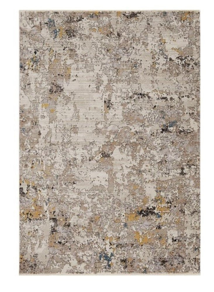 4' X 5' Beige Tan And Gold Abstract Area Rug