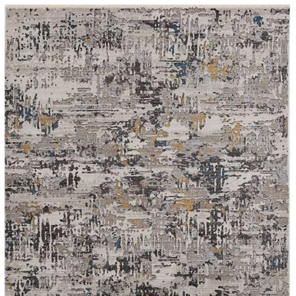 4' X 5' Beige Tan And Gold Abstract Area Rug
