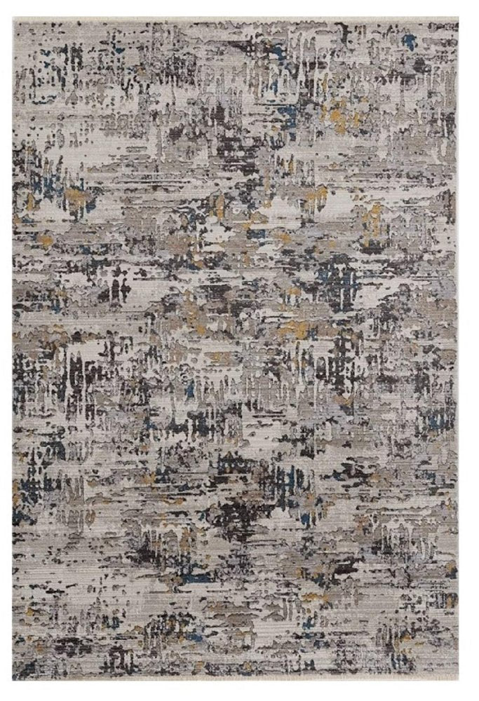 4' X 5' Beige Tan And Gold Abstract Area Rug