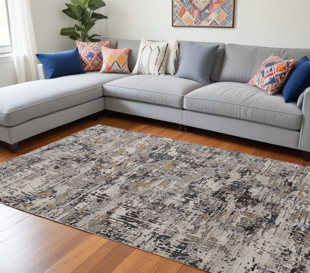 5' X 8' Grey Abstract Transitional Indoor Area Rug