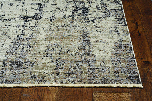 4'X6' Ivory Grey Machine Woven Shrank Abstract Industrial Style Indoor Area Rug