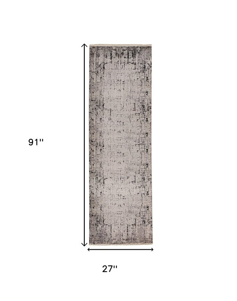 5' X 8' Ivory And Gray Abstract Distressed Area Rug