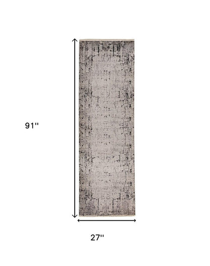 5' X 8' Ivory And Gray Abstract Distressed Area Rug