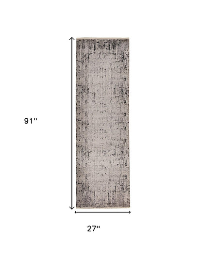 5' X 8' Ivory And Gray Abstract Distressed Area Rug