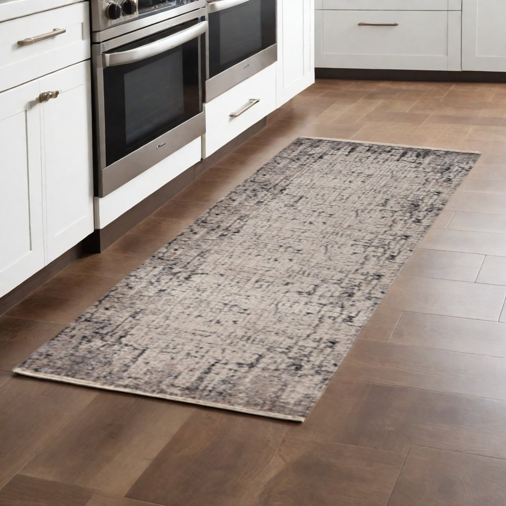 5' X 8' Ivory And Gray Abstract Distressed Area Rug