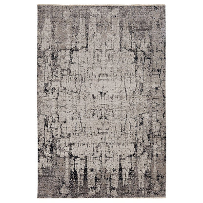 5' X 8' Ivory And Gray Abstract Distressed Area Rug