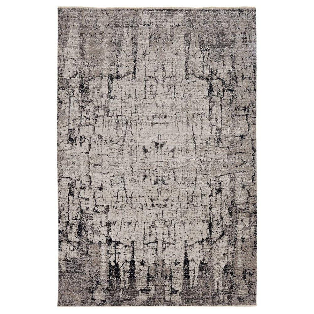 4' X 6' Ivory And Gray Abstract Distressed Area Rug