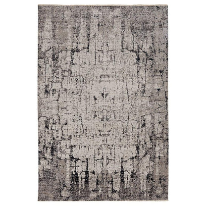 4' X 6' Ivory And Gray Abstract Distressed Area Rug