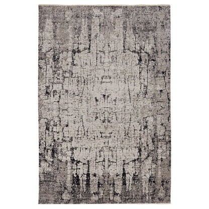 5' X 8' Ivory And Gray Abstract Distressed Area Rug