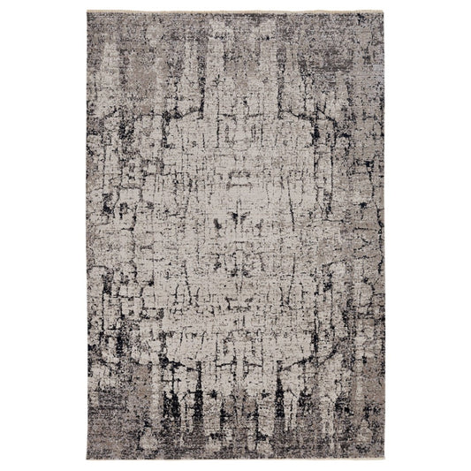 5' X 8' Ivory And Gray Abstract Distressed Area Rug