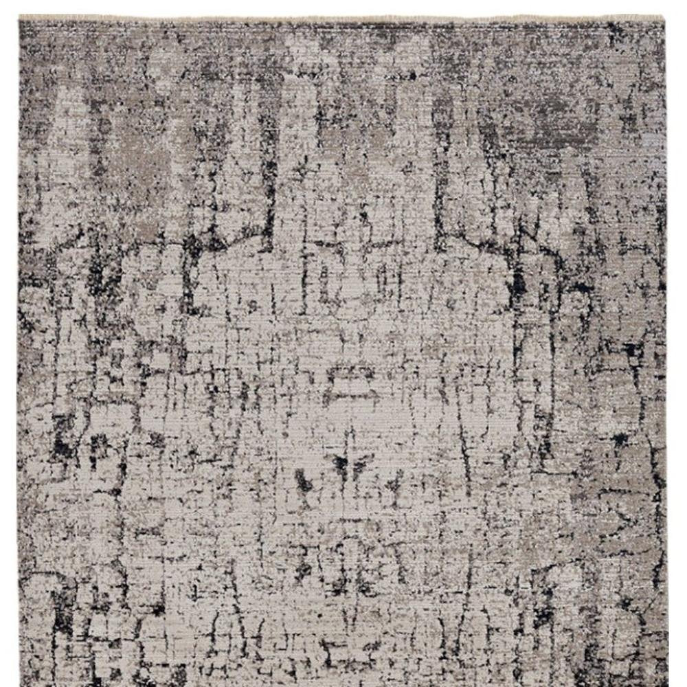 4' X 6' Ivory And Gray Abstract Distressed Area Rug