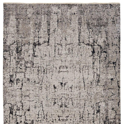 4' X 6' Ivory And Gray Abstract Distressed Area Rug