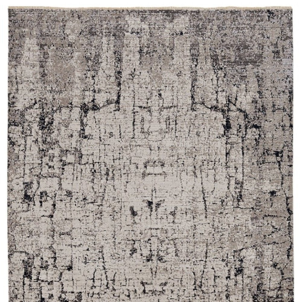 5' X 8' Ivory And Gray Abstract Distressed Area Rug
