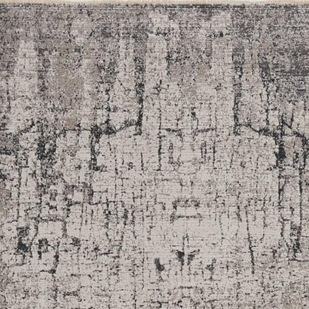 4' X 6' Ivory And Gray Abstract Distressed Area Rug