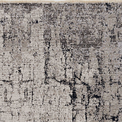 5' X 8' Ivory And Gray Abstract Distressed Area Rug