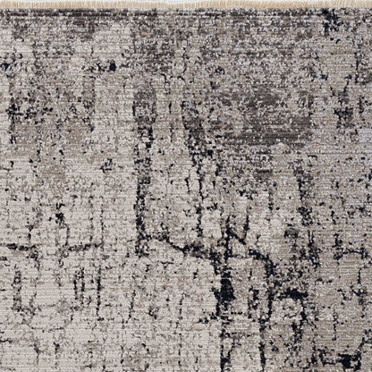 5' X 8' Ivory And Gray Abstract Distressed Area Rug