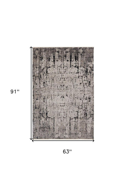 4' X 6' Ivory And Gray Abstract Distressed Area Rug