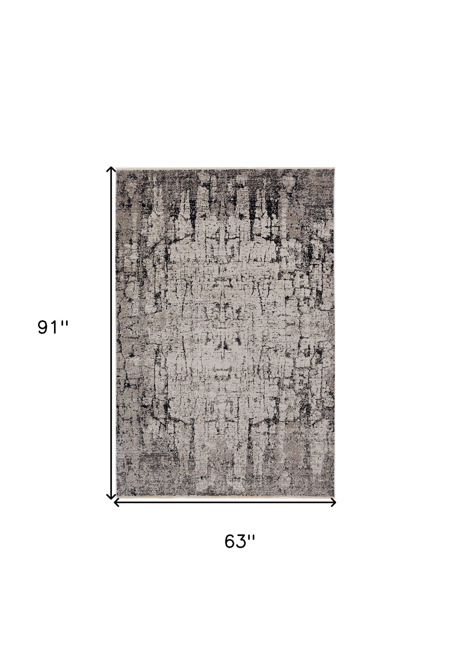 5' X 8' Ivory And Gray Abstract Distressed Area Rug